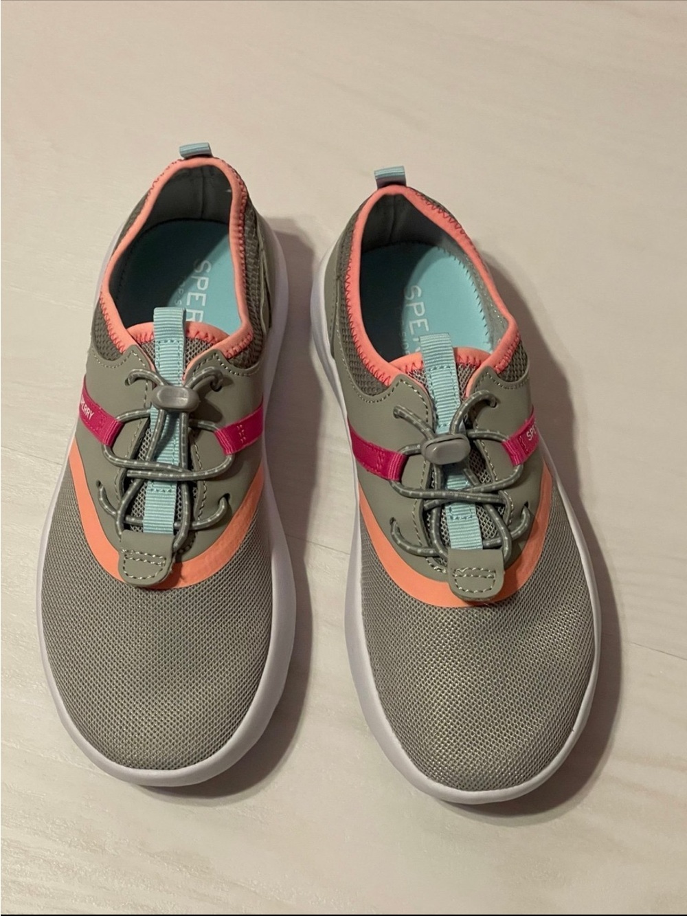Sperry Kids Olive Water Shoes with Coral & Pink Trim